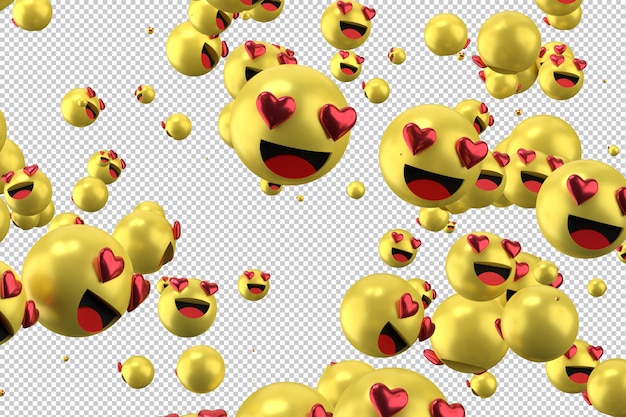 PSD reakcje na facebooku uwielbiają renderowanie 3d emoji