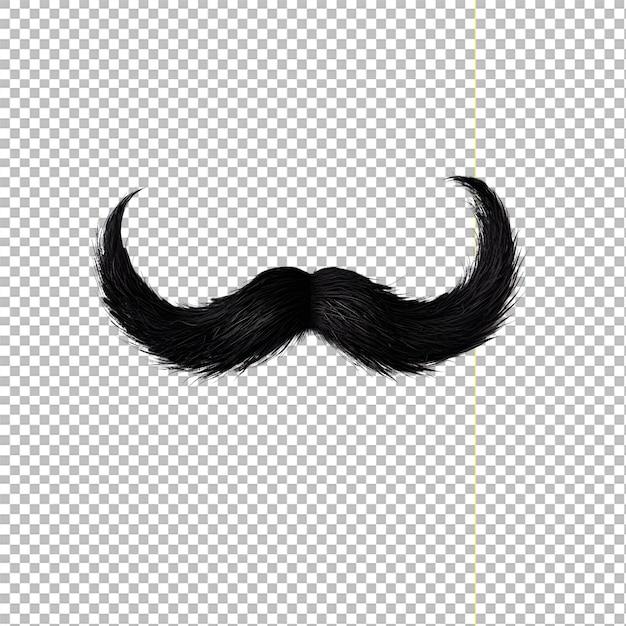 Real black mustache on transparent background