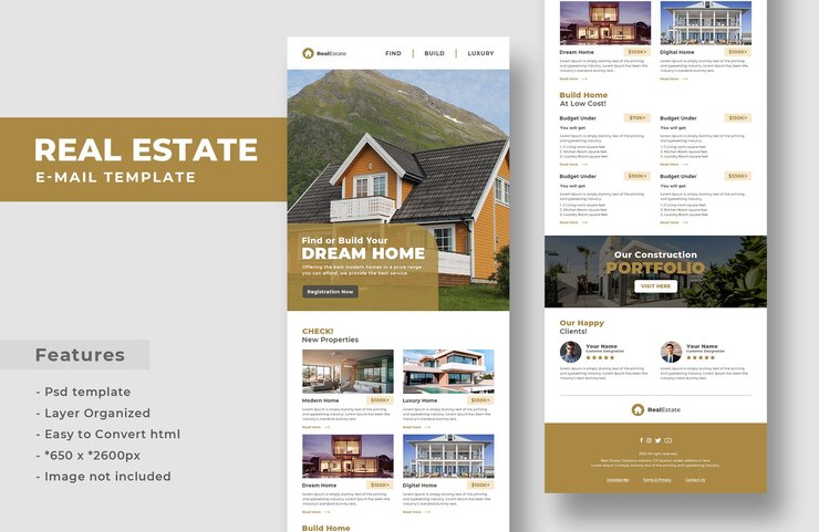 PSD real estate agency home sale newsletter responsive email template