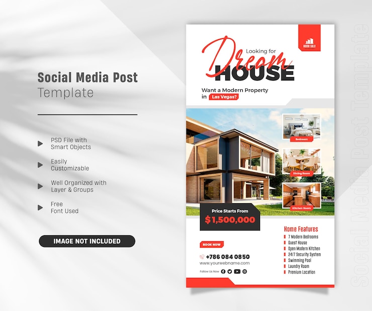  Real estate agency luxury house social media instagram story promotion and facebook banner template