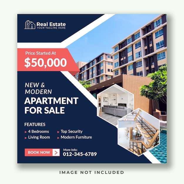 PSD real estate apartment sale social media post template