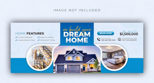PSD real estate business facebook cover design house property selling social media banner template