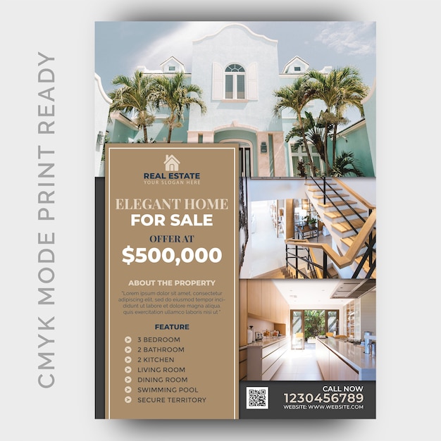 PSD real estate business flyer design template