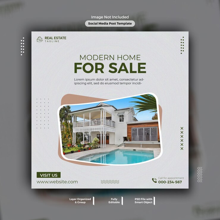 Real estate business promotion modern home for sale Instagram template