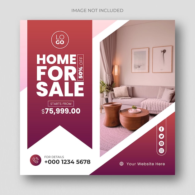 PSD real estate business social media post and square flyer template design