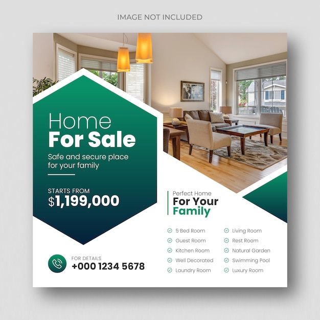 Real estate business social media post and square flyer template design