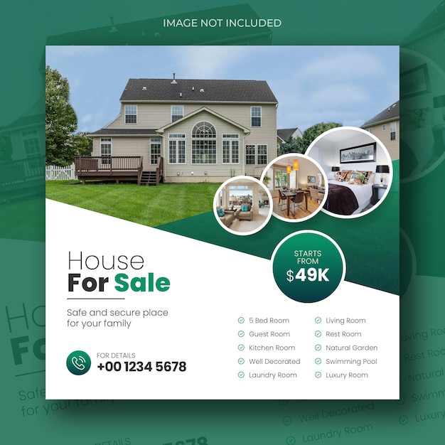 Real estate business social media post and square flyer template design