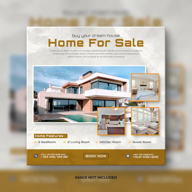 Real estate buying dream home social media promotional post banner instagram template design