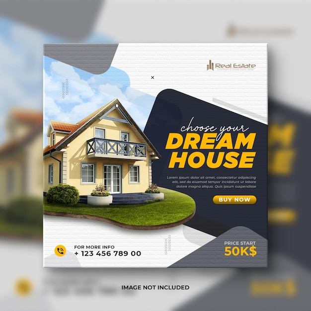 PSD real estate buying dream home social media promotional post banner instagram template design