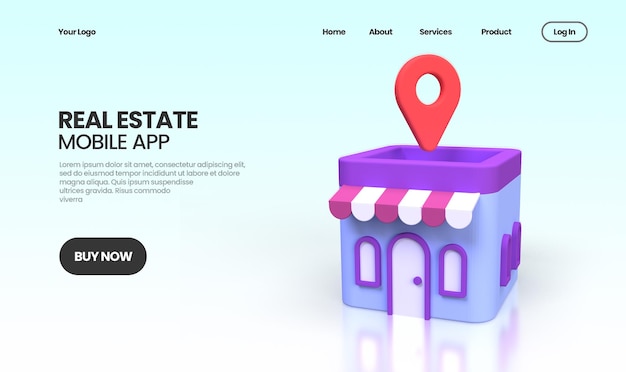 PSD real estate concept illustration landing page template for business idea concept background