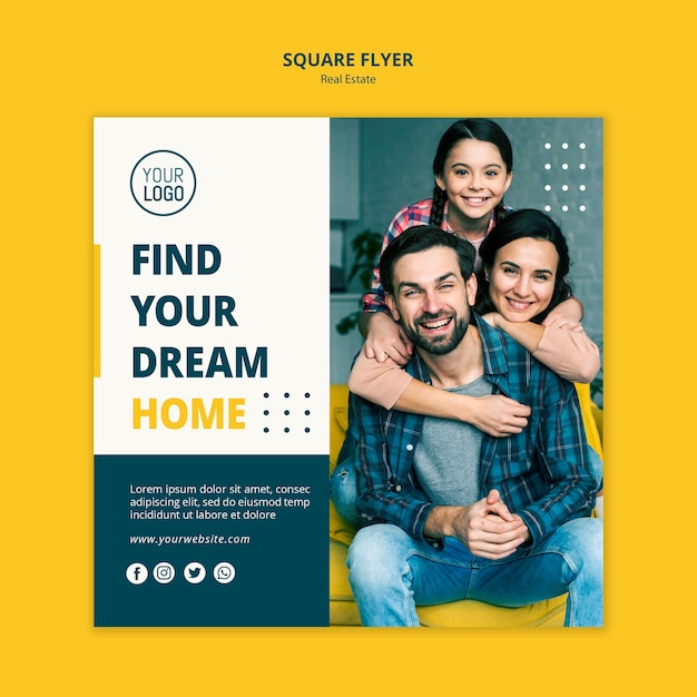 Real estate concept square flyer