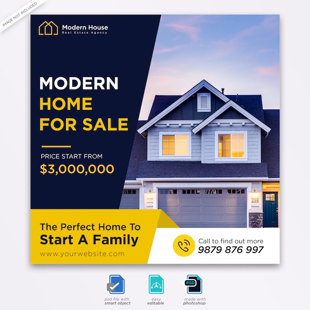 PSD real estate design social media posts template