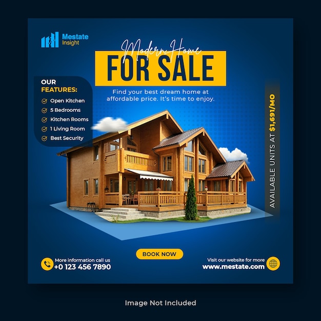 PSD real estate dream home promotional sale banner design template