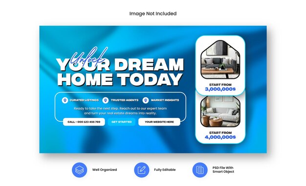 Real estate and dream house web banner design template