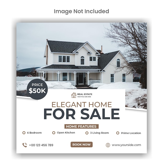 Real estate elegant house sale social media or instagram post design