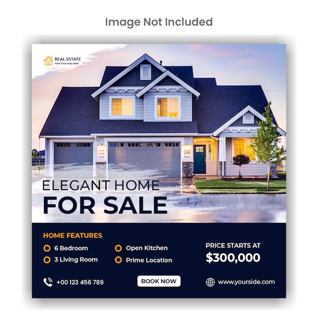 PSD real estate elegant house sale social media or instagram post design