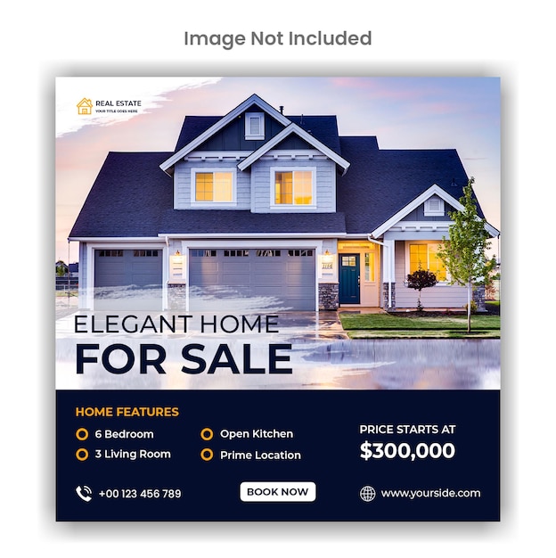 Real estate elegant house sale social media or instagram post design