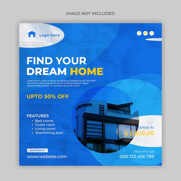 Real estate facebook cover social media Instagram post and web banner template