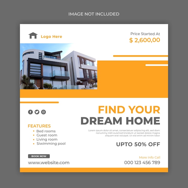 Real estate facebook cover social media Instagram post and web banner template