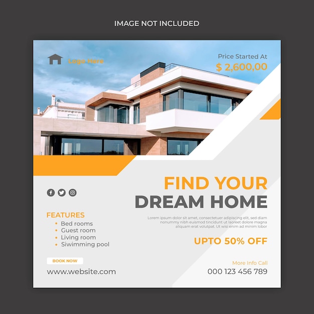 Real estate facebook cover social media Instagram post and web banner template