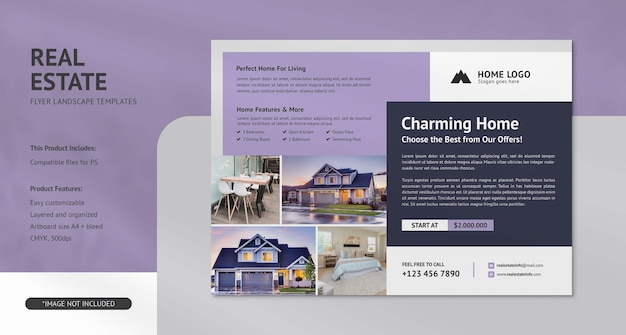 Real estate flyer landscape psd templates