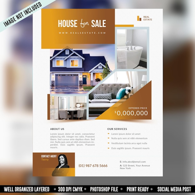 Real estate flyer poster social media banner template