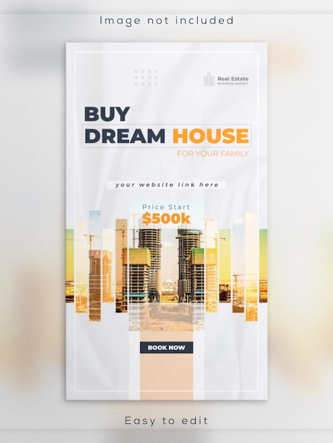 PSD real estate home instagram story post and house property apartment banner promotion template