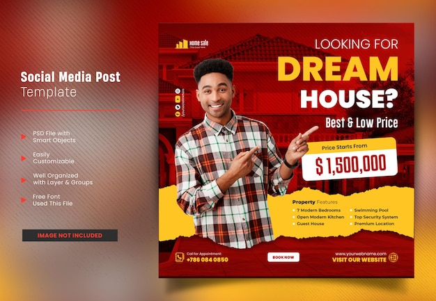 PSD real estate home property apartment sale social media square web banner and instagram story post