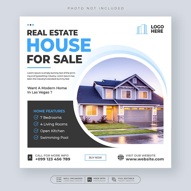 Real estate home sale banner or social media instagram post template