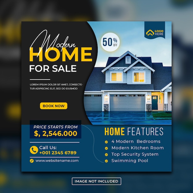 PSD real estate home sale banner or social media post design template