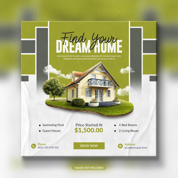 PSD real estate home sale banner or social media post template