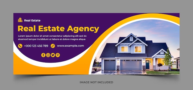 Real estate home for sale facebook cover photo design template