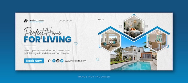 Copertina di facebook e modello di banner web per la vendita di case immobiliari sui social media