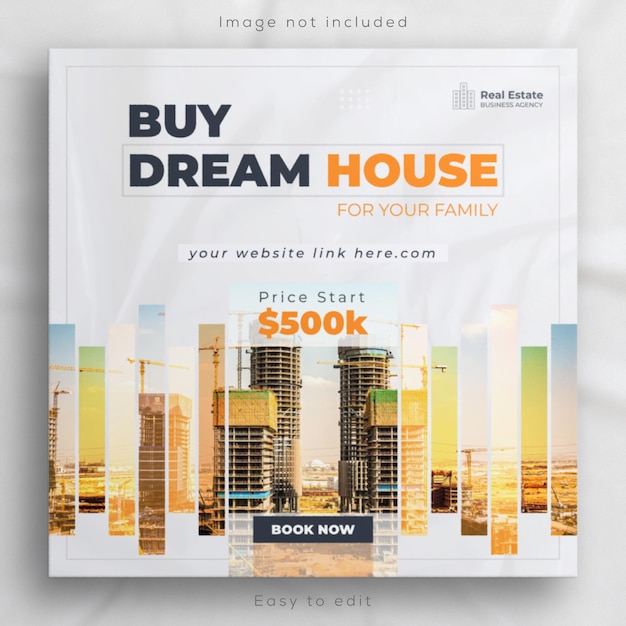 PSD real estate home sale social media and house property business square web banner or instagram post template design.