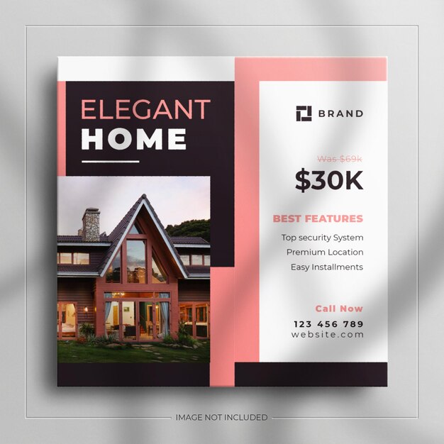 PSD real estate home for sale social media post banner and square web banner advertising template