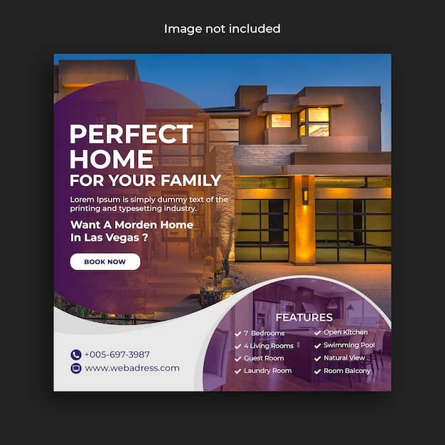 PSD real estate home sale social media post banner template