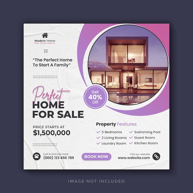 Real estate home sale social media post and instagram web banner template