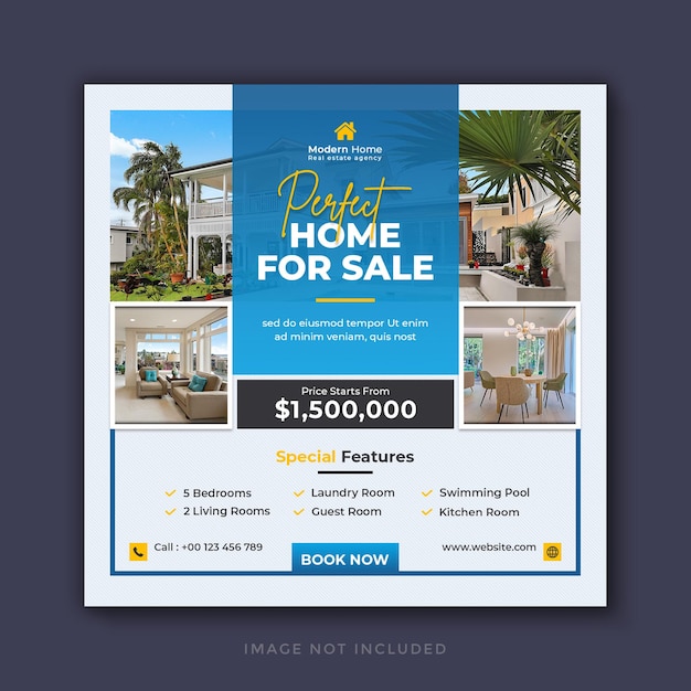 Real estate home sale social media post and instagram web banner template