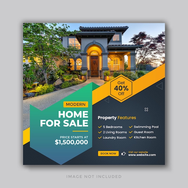 Real estate home sale social media post and web banner template