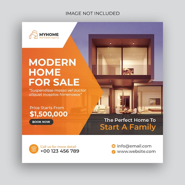 Real estate home for sale social media post and web banner template