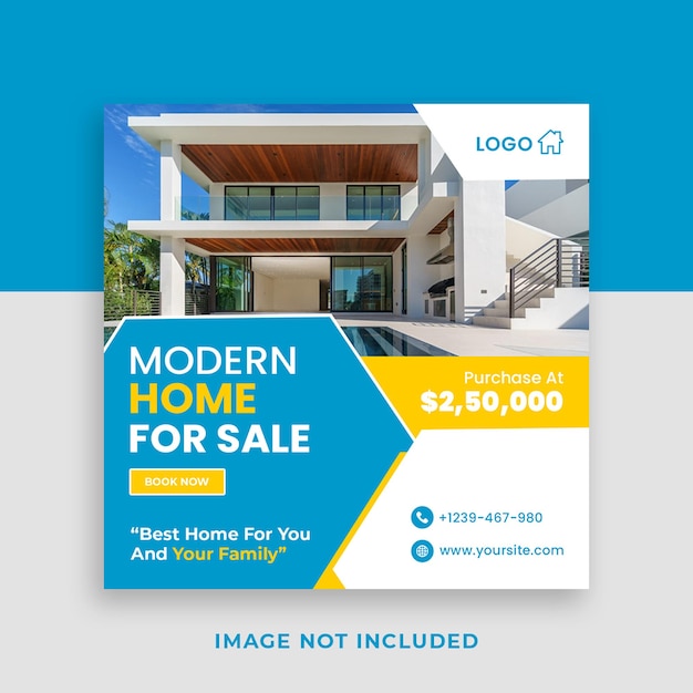 Real estate home sale square social media banner template