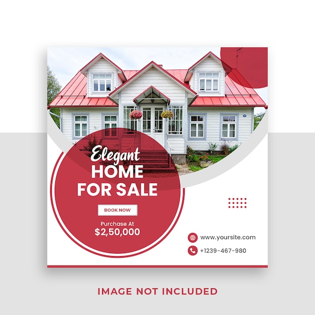 real estate home sale square social media banner template