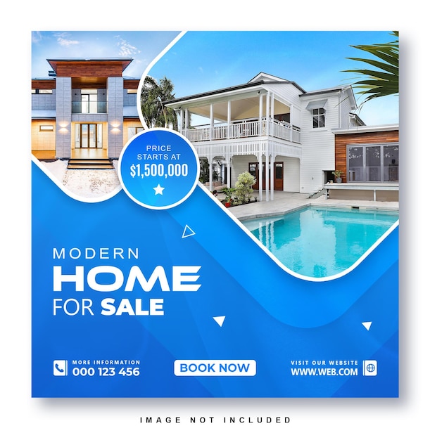 Real estate house banner social media flyer design template