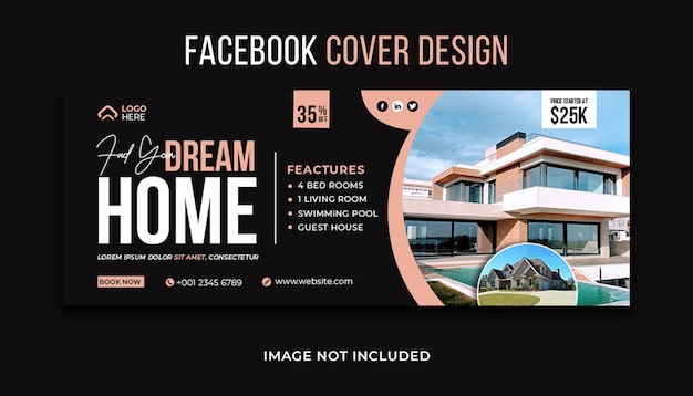 Real estate house facebook cover and banner design template