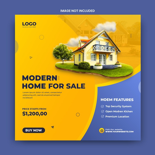 Real estate house instagram post or social media banner template