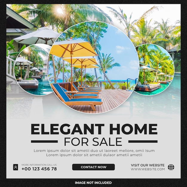 PSD real estate house instagram post or social media banner template