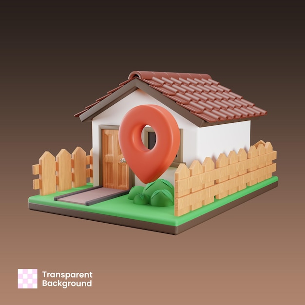 Illustrazione 3d dell'ubicazione della casa immobiliare