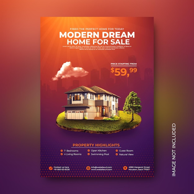 Real estate house promotional sell poster social media post template