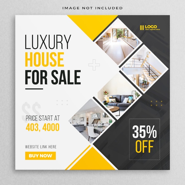 PSD real estate house property construction social media banner modern instagram post template design