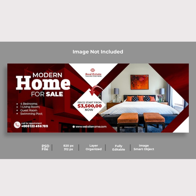 Real estate house property facebook cover banner design template